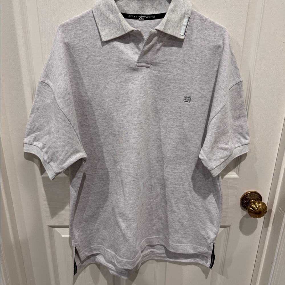 Alexander Wang Mens Mainline Light Gray Polo Shirt size XL